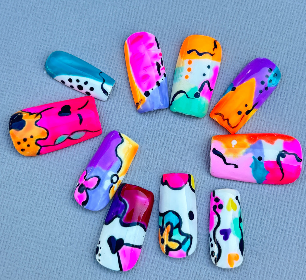 Pop Art | Colourful Handmade Press-On Nails