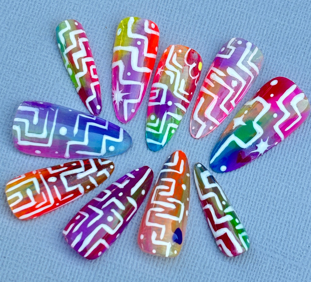 Wiggle Room | Colourful Handmade Press-On Nails