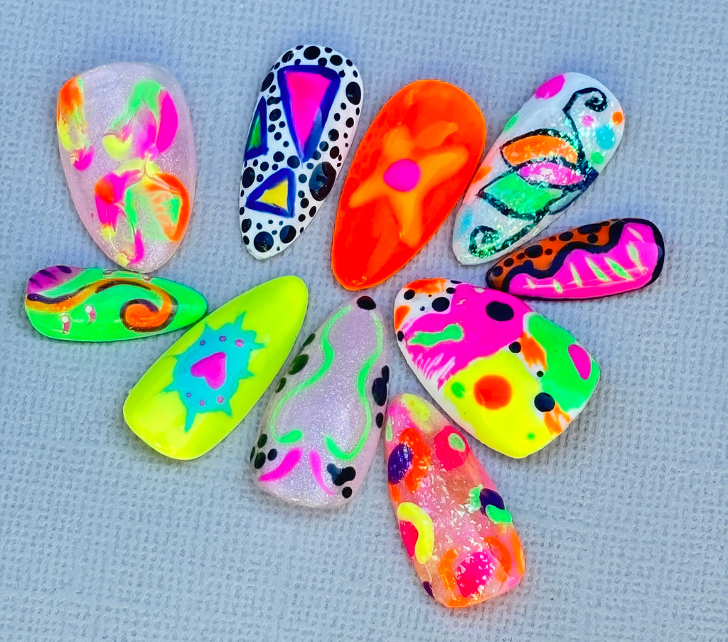 Pixel Pop | Colourful Handmade Press-On Nails