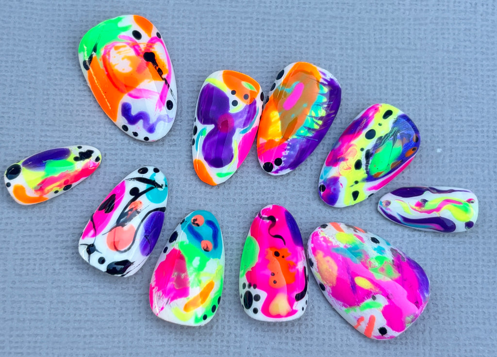 Retro Groove | Colourful Handmade Press-On Nails