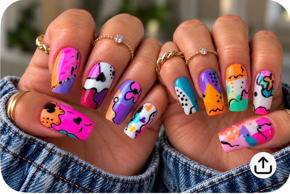 Pop Art | Colourful Handmade Press-On Nails