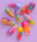 Quiet Riot handmade colourful press-on nail set by Kolor Me Clawz